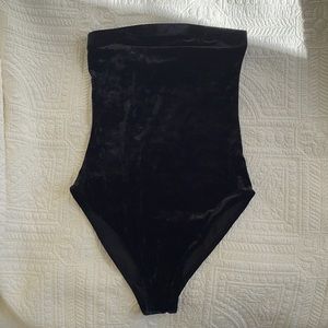 Strapless Out From Under Velour Bodysuit